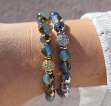 Load image into Gallery viewer, "Glow Getter" Blue Silver Agate Beaded Bracelet - TJazelle