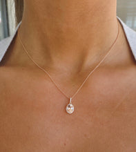 Load image into Gallery viewer, Oval Morganite with Diamond Halo Pendant &amp; Chain Necklace - 14K Rose Gold