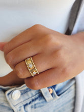 Load image into Gallery viewer, 14kt Diamond Fluted Clovers Ring - 14K Yellow Gold