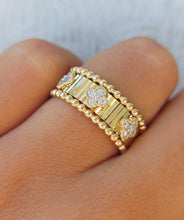 Load image into Gallery viewer, 14kt Diamond Fluted Clovers Ring - 14K Yellow Gold