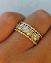 Load image into Gallery viewer, 14kt Diamond Fluted Clovers Ring - 14K Yellow Gold