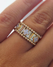 Load image into Gallery viewer, 14kt Diamond Fluted Clovers Ring - 14K Yellow Gold