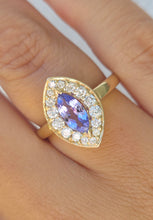 Load image into Gallery viewer, Marquise Tanzanite and Diamond Ring - 14K Yellow Gold
