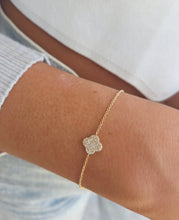 Load image into Gallery viewer, Diamond Clover Shaped Bracelet - 14K Yellow Gold