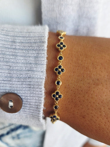 Sapphire Flower Bracelet - 18k Yellow Gold