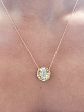 Load image into Gallery viewer, Eye/Hamsa Reversible Turquoise Necklace - 18K Yellow Gold
