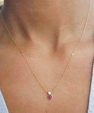 Load image into Gallery viewer, Ruby &amp; Diamond Pendant &amp; Chain Necklace - 18K Yellow Gold