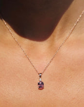 Load image into Gallery viewer, Pink Cognac Zircon &amp; Diamond Necklace  - 14K Rose Gold