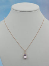 Load image into Gallery viewer, Oval Morganite with Diamond Halo Pendant &amp; Chain Necklace - 14K Rose Gold