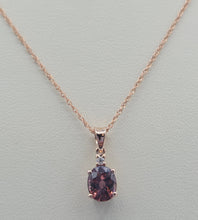 Load image into Gallery viewer, Pink Cognac Zircon &amp; Diamond Necklace  - 14K Rose Gold