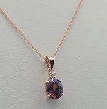 Load image into Gallery viewer, Pink Cognac Zircon &amp; Diamond Necklace  - 14K Rose Gold