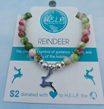 Load image into Gallery viewer, Reindeer Charm Bracelet -Holiday Jade- TJazelle H.E.L.P