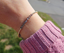 Load image into Gallery viewer, "Smoke" Gray/Black Swarovski Beaded Bracelet- Our Whole Heart