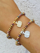 Load image into Gallery viewer, Matte Fall Pumpkin Pave Charm Beaded Bracelet - Elena Michele