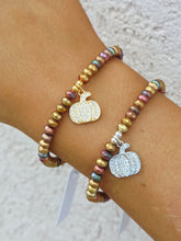 Load image into Gallery viewer, Matte Fall Pumpkin Pave Charm Beaded Bracelet - Elena Michele