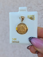 Load image into Gallery viewer, Round St. Anthony Pendant Charm - 14K Yellow Gold