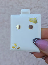 Load image into Gallery viewer, Flat Round Stud Earrings - 14K Yellow Gold