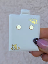 Load image into Gallery viewer, Flat Round Stud Earrings - 14K Yellow Gold
