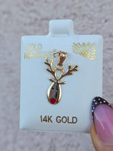 Load image into Gallery viewer, Rudolph Reindeer Pendant Charm - 14K Yellow Gold