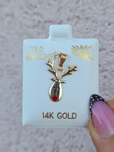 Load image into Gallery viewer, Rudolph Reindeer Pendant Charm - 14K Yellow Gold