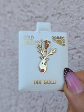 Load image into Gallery viewer, Rudolph Reindeer Pendant Charm - 14K Yellow Gold