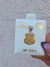 Load image into Gallery viewer, Saint Michael Badge Religious Medal Pendant Charm - 14K Yellow Gold