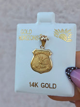 Load image into Gallery viewer, Saint Michael Badge Religious Medal Pendant Charm - 14K Yellow Gold