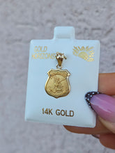 Load image into Gallery viewer, Saint Michael Badge Religious Medal Pendant Charm - 14K Yellow Gold