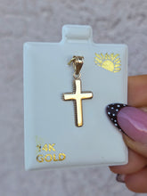 Load image into Gallery viewer, Beaded Edge Cross Pendant Charm - 14K Yellow Gold