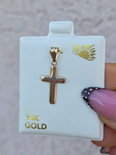 Load image into Gallery viewer, Beaded Edge Cross Pendant Charm - 14K Yellow Gold