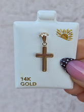 Load image into Gallery viewer, Beaded Edge Cross Pendant Charm - 14K Yellow Gold