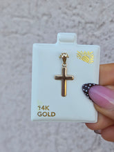 Load image into Gallery viewer, Beaded Edge Cross Pendant Charm - 14K Yellow Gold