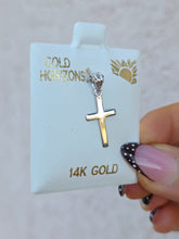 Load image into Gallery viewer, Polished Plain Cross Pendant Charm - 14K White Gold