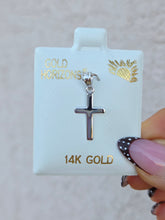 Load image into Gallery viewer, Polished Plain Cross Pendant Charm - 14K White Gold