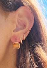 Load image into Gallery viewer, Carnelian w/Diamond Halo Leverback Earrings - 14K Yellow Gold