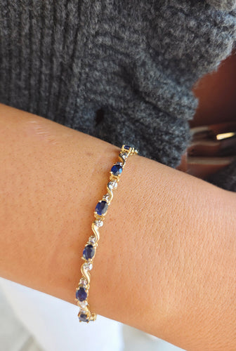Sapphire and Diamond Bracelet - 10K Yellow Gold - Estate