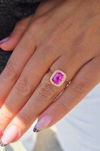 Load image into Gallery viewer, Pink Corundum w/Diamond Halo Ring - 14K Yellow Gold