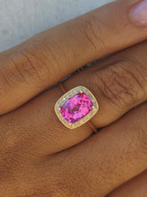 Load image into Gallery viewer, Pink Corundum w/Diamond Halo Ring - 14K Yellow Gold
