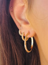 Load image into Gallery viewer, Diamond Cut Hoop Earrings (Medium) - 14K Yellow Gold