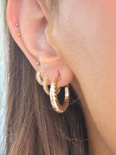 Load image into Gallery viewer, Croissant Style Gold Hoop Earrings - 14K Yellow Gold