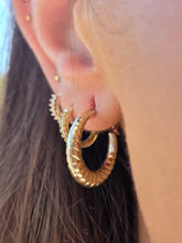 Load image into Gallery viewer, Croissant Style Gold Hoop Earrings - 14K Yellow Gold