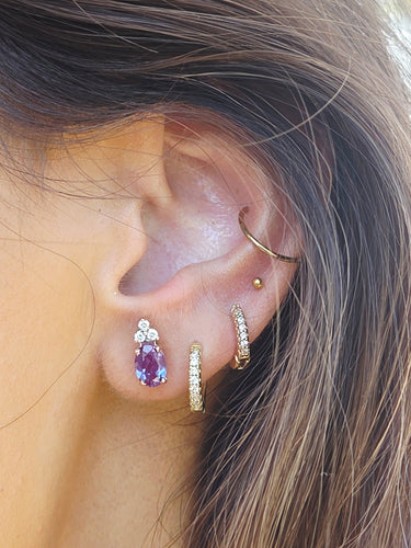 Alexandrite and Diamond Stud Earrings - 14K Rose Gold - Marie's Custom Design