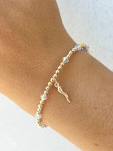Load image into Gallery viewer, "Mini Italian Horn or Cornicello" with AB Accents Beaded Bracelet - Our Whole Heart