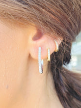 Load image into Gallery viewer, Oval Diamond Hoop Earrings (.68 Carats) - 14K White Gold