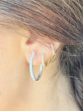 Load image into Gallery viewer, Oval Diamond Hoop Earrings (.68 Carats) - 14K White Gold