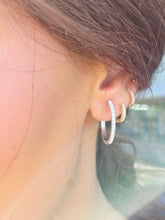 Load image into Gallery viewer, Oval Diamond Hoop Earrings (.68 Carats) - 14K White Gold