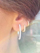 Load image into Gallery viewer, Oval Diamond Hoop Earrings (.68 Carats) - 14K White Gold