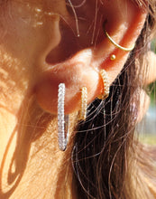 Load image into Gallery viewer, Oval Diamond Hoop Earrings (.68 Carats) - 14K White Gold