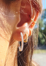 Load image into Gallery viewer, Oval Diamond Hoop Earrings (.68 Carats) - 14K White Gold