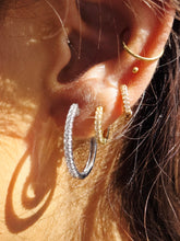 Load image into Gallery viewer, Oval Diamond Hoop Earrings (.68 Carats) - 14K White Gold